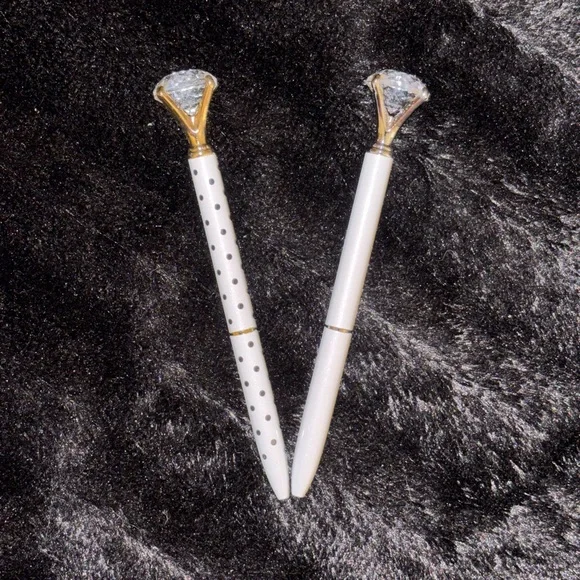 Elegant White and Gold Diamond Pens - Picture 2 of 2